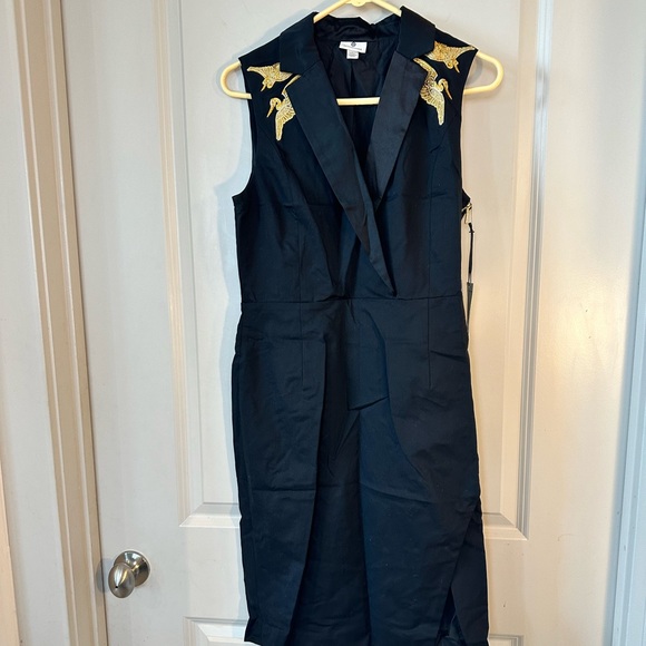 NEW Altuzarra for Target Black &Gold Embroidered Side Slit Sleeveless MIDI Dress - Picture 4 of 11